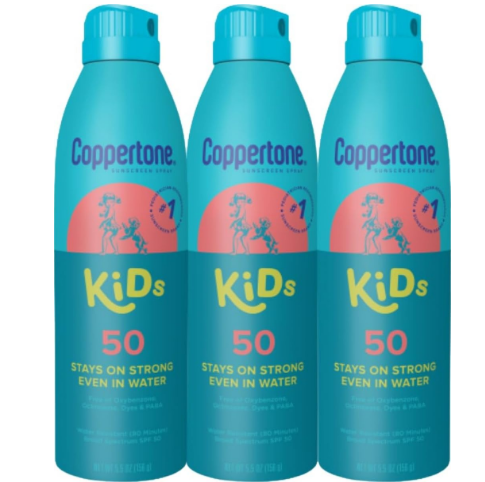 Coppertone Kids Sunscreen Spray SPF 50, Multipack, 3 x 5.5 OZ | Kids Sunscreen Spray, UVA/UVB Sun Protection, Water Resistant, PABA, Octinoxate, Oxybenzone and Dye Free
