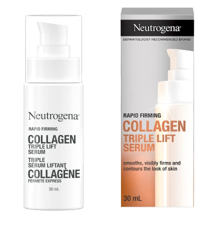 Neutrogena Rapid Firming Collagen Triple Lift Face Serum, Hydrating Serum with Collagen & AHP Amino Acid to visibly Firm & Smooth Skin, Lightweight, Mineral Oil- & Dye-Free, 1 fl. oz