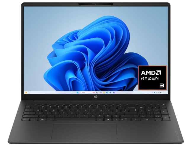 HP OmniBook 3 16 inch Laptop PC, 2K Touchscreen, AMD Ryzen 3 30, 8 GB RAM, 256 GB SSD, AMD Radeon 610M GPU, Windows 11 Home, Mica Silver, 16-by0199nr