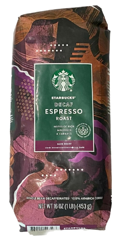 Starbucks Decaf Espresso Whole Bean Coffee, 16 oz