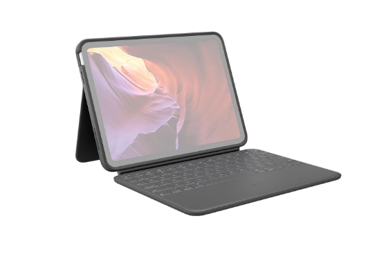 Logitech Rugged Folio for iPad (10th Generation) Protective Keyboard Case with Smart Connector and Durable Spill-Proof Keyboard - Graphite