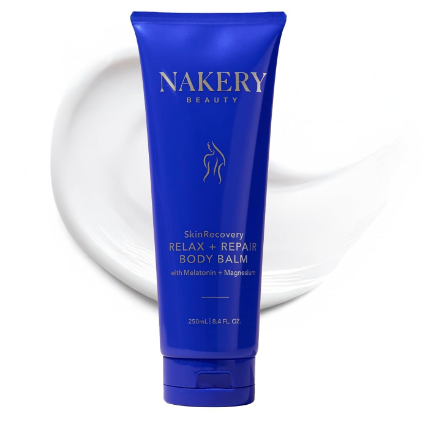 Nakery Beauty SkinRecovery Relax + Repair Body Balm, Magnesium Melatonin Sleep Lotion with Retinol + SepiLift, Firming Cream for Crepey Sagging Skin Overnight, Shea Butter, Lavender Chamomile, 250mL