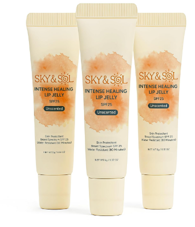 Sky & Sol Lip Balm SPF 25 – 3 Pack Natural Hydrating Lip Jelly