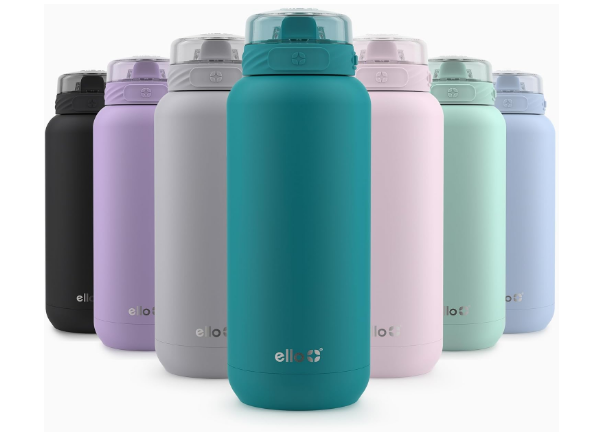 Ello Cooper 22oz Stainless Steel Water Bottle with Straw and Carry Handle, Double Walled and Vacuum Insulated Metal, Leak Proof Locking Lid with Soft Silicone Spout, Reusable, BPA Free, Antigua